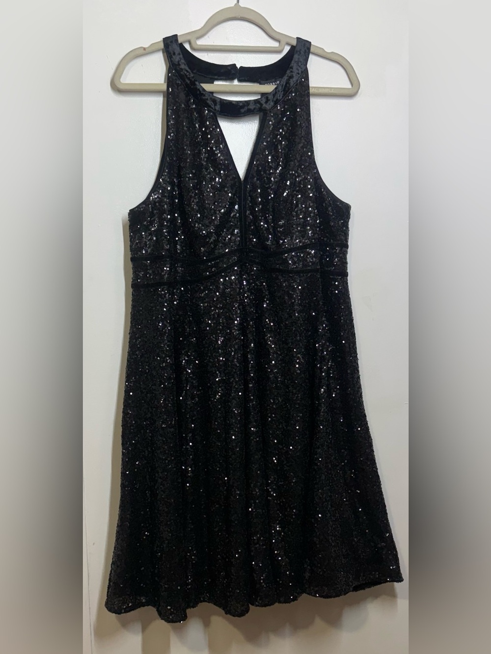 Torrid Black Sequin Halter Neck Velvet Detail BabyDoll - Picture 4 of 8